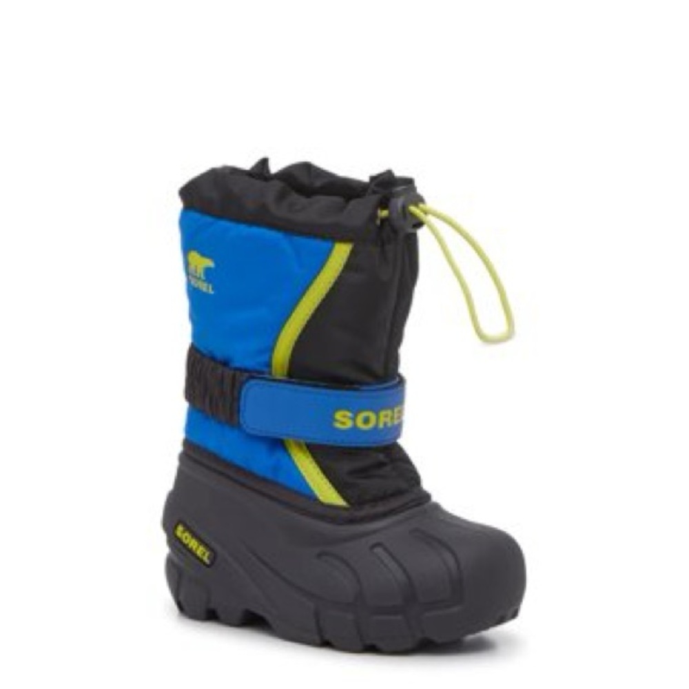 Sorel Kids Blue and Black Snow Boot with Lime Accents